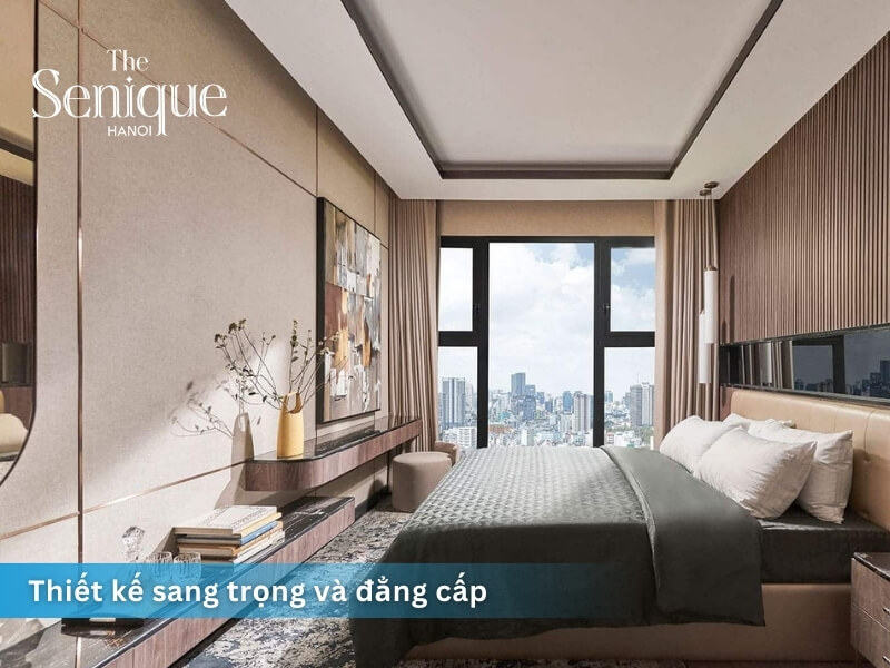 Nội thất phòng ngủ căn hộ The Senique Hanoi đầy đủ và sang trọng